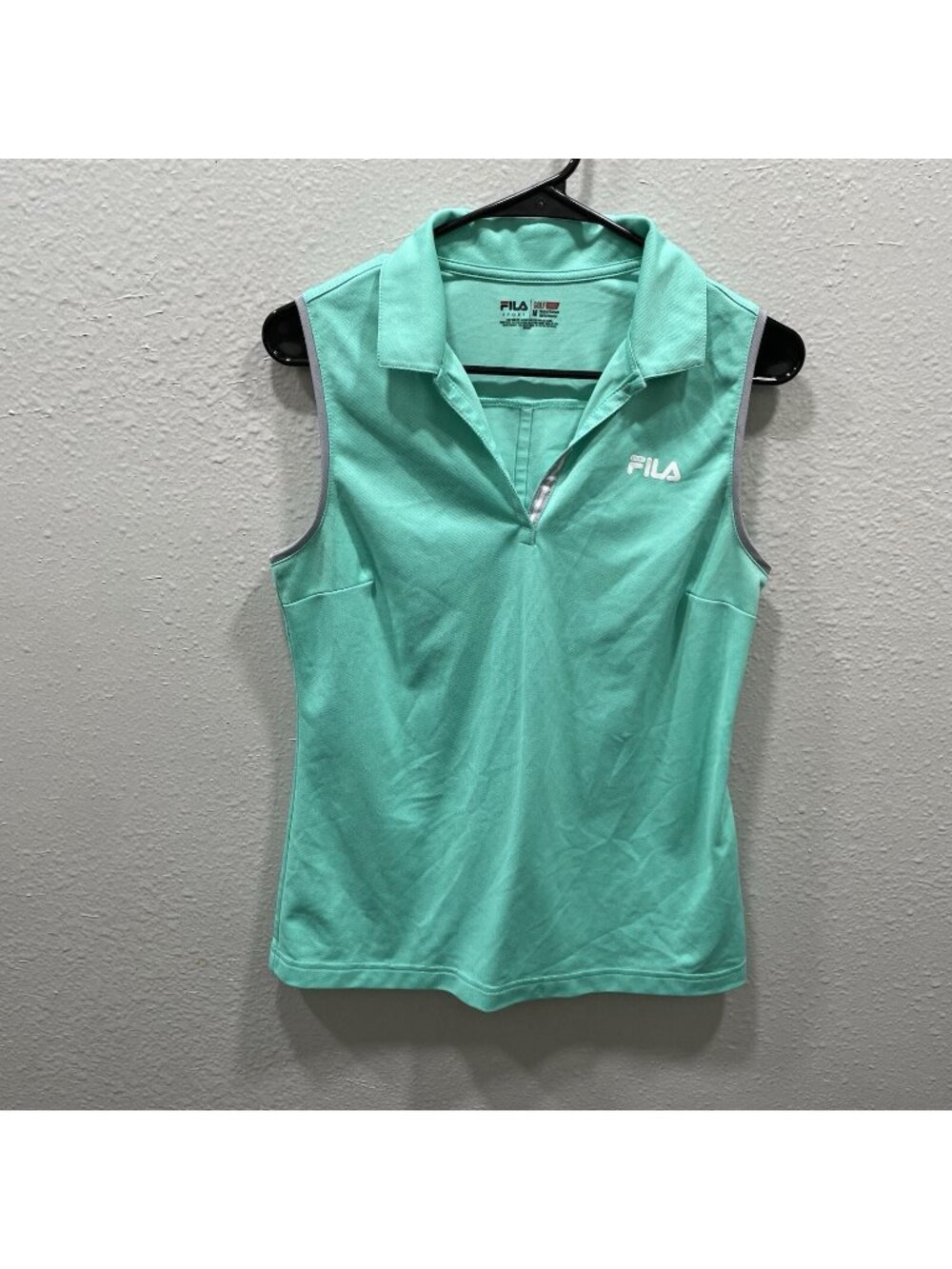 Fila Sport Shirt Womens Lime Green Collared Sleeveless Golf Tennis Shirt Top M